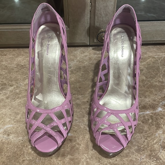 Delicious Mauve open toe high heels size 10 - Picture 2 of 14